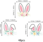 48 PCS Edible Bunny Ears Cupcake Toppers Rabbit Ears Bunny Party Cake Decorations Happy Easter Cupcake Picks for Easter Theme Baby Shower Birthday Party Food Decorations Supplies