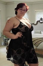 ADOREJOY Women's Lingerie Lace Babydoll Plus Size Sleepwear Nightwear Mesh Chemise