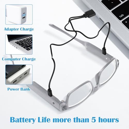 200% Magnifying Glasses with Light,USB Rechargeable LED Lighted Magnifying Eyewear,Hands Free Head Magnifier Eyeglasses for Close Work,Hobbies,Reading,Craft,Jewellery,Sewing