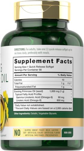 Carlyle Evening Primrose Oil Capsules 1000mg | 80 Softgels | Cold Pressed Supplement | Non-GMO & Gluten Free