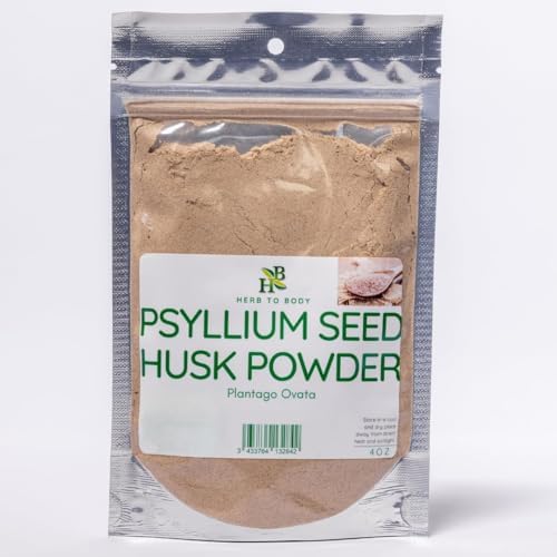 Herb To Body Psyllium Husk Powder - 4oz, Wildcrafted Plantago Ovata, Pure Psyllium Fiber Powder for Baking, Smoothies, and Everyday Culinary Use