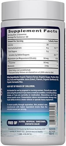 Natural Vitality SLEEP Gummies, Magnesium Supplement With Melatonin and L-Theanine, Vegan, Gluten Free, Helps the Body Ease Into Sleep, Blueberry Pomegranate 120 Count