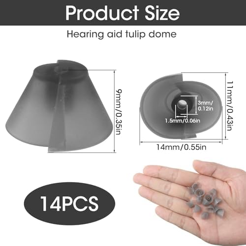 14 Pack Tulip Hearing Aid Domes Universal Replacement, Fit Standard Receiver BTE RIC, Comfortable and Soft for Open Air