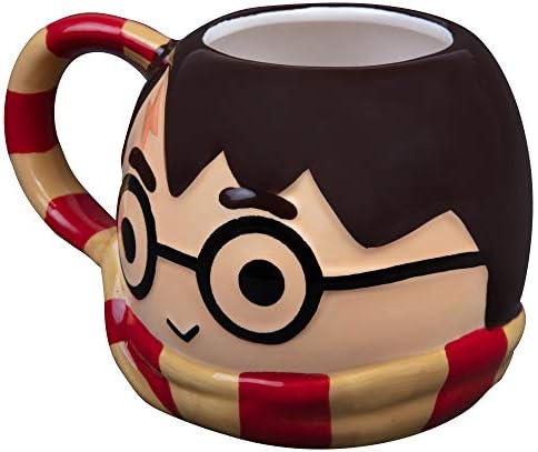 Harry Potter Figural Coffee Mug, 24 oz - Cute Chibi Design with Gryffindor Scarf Handle - Ceramic