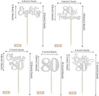 30 PCS Happy 80th Birthday Cupcake Toppers Glitter Eighty Hello 80 Cheers to 80 Fabulous Cupcake Picks for Happy 80th Birthday Anniversary Party Cake Decorations Supplies Silver