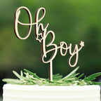 Oh Boy Wooden Cake Topper for Baby Shower, Gender Reveal, It's a Boy Party Cake Decorations Supplies