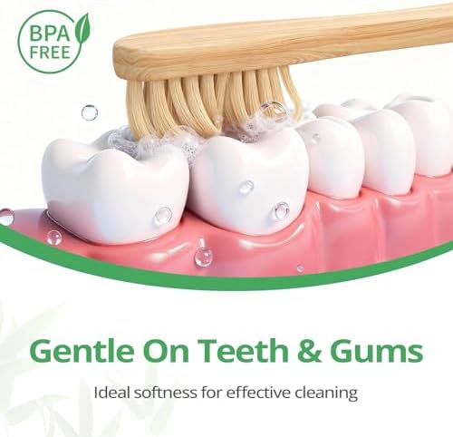GENKENT Bamboo Toothbrushes 12 Pack Natural Toothbrushes BPA Free Soft Bristles Toothbrush Eco Friendly Charcoal Toothbrush for Travel
