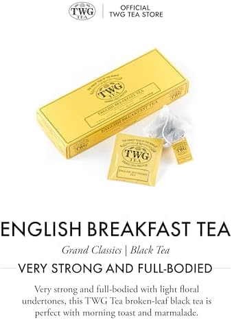 TWG Tea | English Breakfast Tea | Black Tea | Floral Undertones | 15 Hand Sewn Cotton Teabags | Gift Set