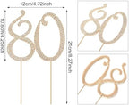 Honbay 80 Birthday Cake Topper Sparkling Bling Alloy Crystal Rhinestones Cake Topper Cake Decoration for 80th Birthday or Anniversary Party (Gold)