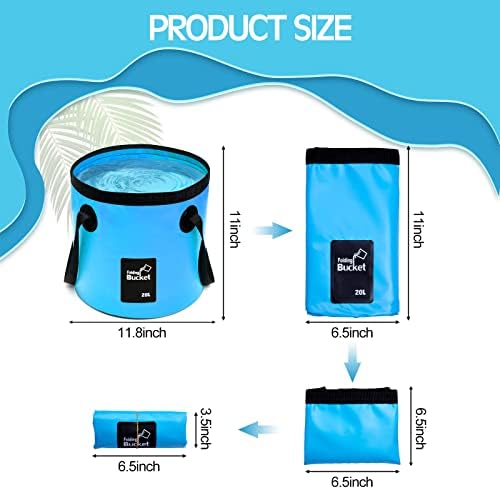 Tessco for you 4 Pcs 20L Collapsible Bucket with Handle 5 Gallon Portable Folding Bucket Foldable Water Container for Camping Hiking Fishing Beach Car Washing (Blue, Yellow, Orange, Black)