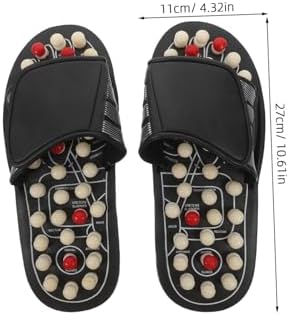 BESTYASH Rotating Tai Chi Gossip Foot Health Massage Shoes Therapeutic Acupuncture Slippers for Men Women Foot Relaxation and Plantar Fasciitis Relief Black Dot