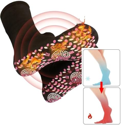 3 Pair Tourmaline Thermal Circulation Acupressure Self-Heating Shaping Socks,AFIZ Tourmaline Health Sock,Foot Massage Thermotherapeutic Sock(Black)