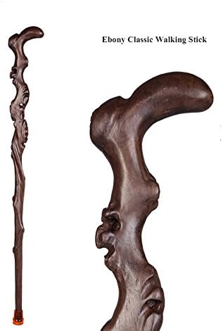 Wood Cane with Supportive Curved Handle, Exquisite Carving Walking Canes, Handmade Carved Sticks, Ebony Crutch Stick Gift for Men and Women