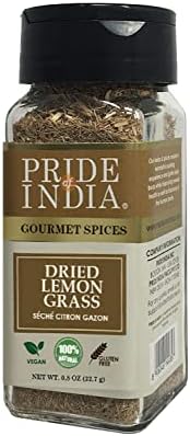 Pride of India Dried Lemongrass 0.8 oz | Fine Cut & Sifted Aromatic Lemon Grass Herb for Tea, Soup, Salad, Marinades & Seasoning | Fresh Citrus Flavor & Versatile Culinary Use