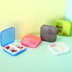 Portable Pill Organizer - Slim Pill Box for Purse or Travel, Compact Pill Case(4 Compartment,Gray)