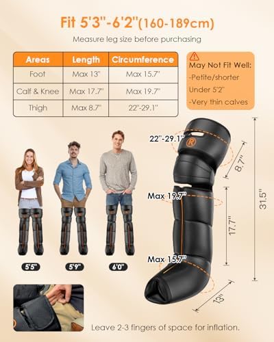 Leg Massager with Heat and Compression - Foot Calf Thigh Massage for Circulation and Pain Relief, Professional Compression Boots with 6 Modes, 9 Intensity, 4 Heat, Gifts for Mom Dad