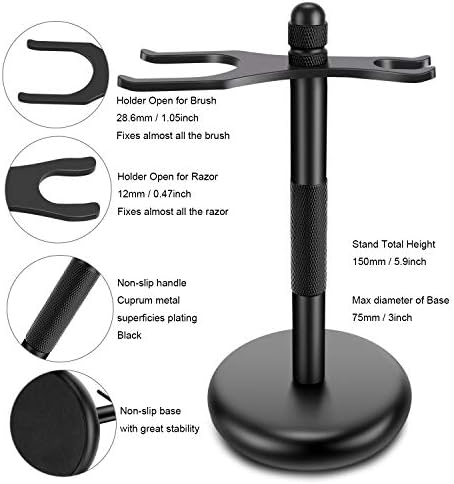 Amazing Safety Razor Shave Kit - Mysterious Black Men's Shaving & Grooming Sets - Butterfly Open Safety Razor,Friendly Brush,Great Shaving Stand,Shaving Soap Bowl, Super Stainless Blades