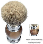 JEQUIL&CORENVEO 100% Silvertip Badger Hair Shaving Brush, Handmade Shaving Brush with Fine Resin Handle and Stainless Steel Base (Brown)