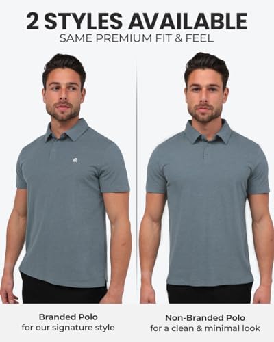 INTO THE AM Polo Shirts for Men - Soft Cotton Slim Fit Short Sleeve Collared Shirt Men S - 4XL Fitted Polos