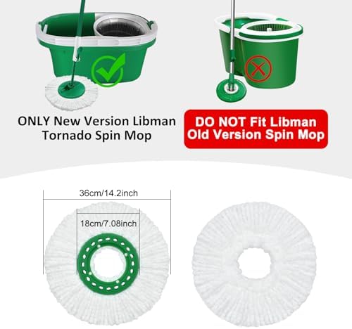 Reusable Mop Head Replacement for Libman Tornado Spin Mop Thick Microfiber Spin Mop Refill Heads for Libman Tornado Spin Mop System, Easy to Replace and Machine Washable, Wet Dry Clean (White, 3 Pack)