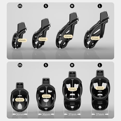 Lightweight Chastity Cage for Male Bondage Penis Cage Smooth KG Cock Cage Chastity Devices Key Sex Toy for Men Black Chastity for Men with 3 Sizes Penis Rings（Black S-Small）