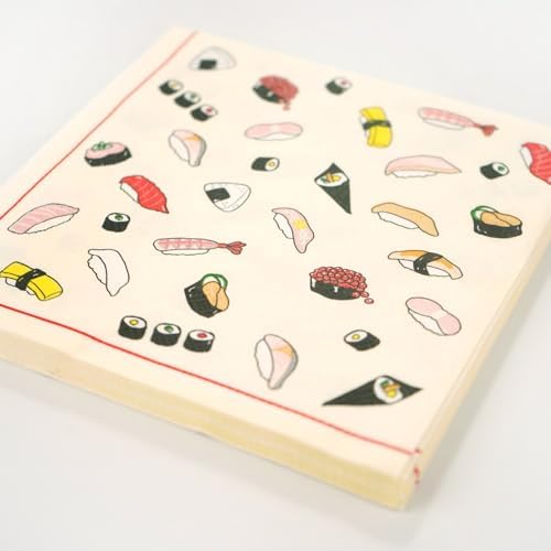 Frontia Paper Napkins Kawaii Cute 13x13" 20 Count 3-Ply Cocktail Decoupage Luncheon Disposable for Dinner Birthday Party Japan Import (Sushi)