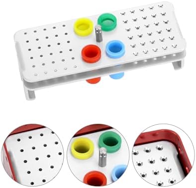 QWORK 60 Holes Disinfection Bur Blocks, 2 Set of Aluminum Sterilizing Storage Case Bur Holder, Dental Autoclavable Burs Organizer, Accommodates Needle Management Racks, Red