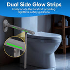 26.8 INCH Flip-Up Toilet Grab Bar, Wall-Mounted Safety Rail for Bathroom, Night Glow Strips on Both Sides, Folding Handrail for Elderly & Disabled