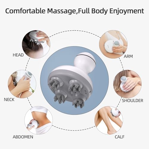 cotsoco Electric Cordless Head & Scalp Massager with Kneading 84 Nodes, Handheld Waterproof Hair Massager with Magnetic Charging Base for Hair Growth, Stress Relax & Deep Clean, Gifts for Dad Mom