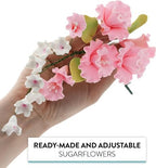 Sugar Blossom Cake Spray – Gumpaste Flowers for Cake Decorating – Pink Cherry Blossoms with Green Leaves – 1 Count by Chef Alan Tetreault