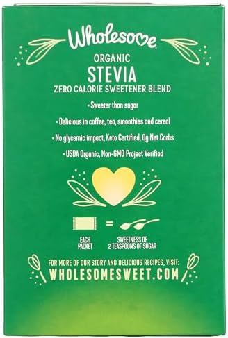 Wholesome Sweeteners Organic Stevia, 75 Count Packets, Zero Calorie Sweetener Blend, Keto Friendly, Non GMO, Gluten Free & Vegan, 1 Pack