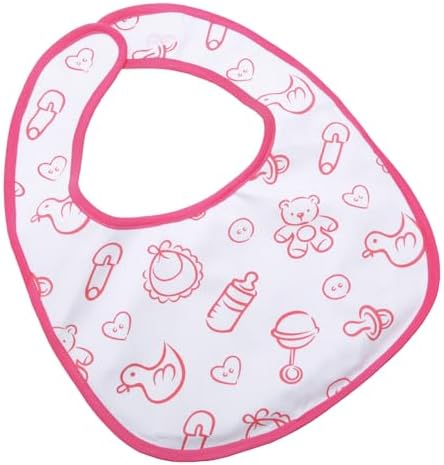 Littleforbig Cotton Waterproof Babydoll Printed Adult Bib with Adjustable Hook-and-Loop Fastener Closure - Nursery Pink Adult Bib