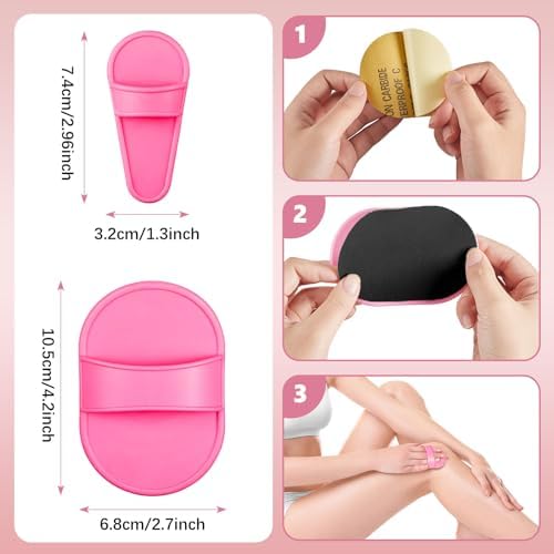Chengu 202 Pcs Hair Removal Pad Sets Smooth Away Hair Removal Kit 2 Sizes Skin Pad and 200 Pcs Exfoliation Fine Sandpaper for Women Skin Care