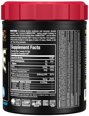 ALLMAX AMINOCORE BCAA Powder for Workout Muscle Recovery & Increased Endurance - Sugar Free, No Fillers 8.18 Grams Bcaas Amino Acids, B Vitamins for Women and Men- 90 Servings | Blue Raspberry, 1035g
