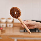 Cleaning Brush with Wooden Handle, Kitchen, Coconut Fiber Solid Bristles, Dish Bottle Scrub Wash Tool