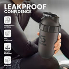 SHAKESPHERE Shaker Bottle - 24oz Leak Proof Protein Shaker Bottle for Pre Workout, Smoothie, and Powder Drink Mixes, No-Blade Mixer for Gym, BPA-Free, Easy Clean & Easy to Carry (Frosted Black)
