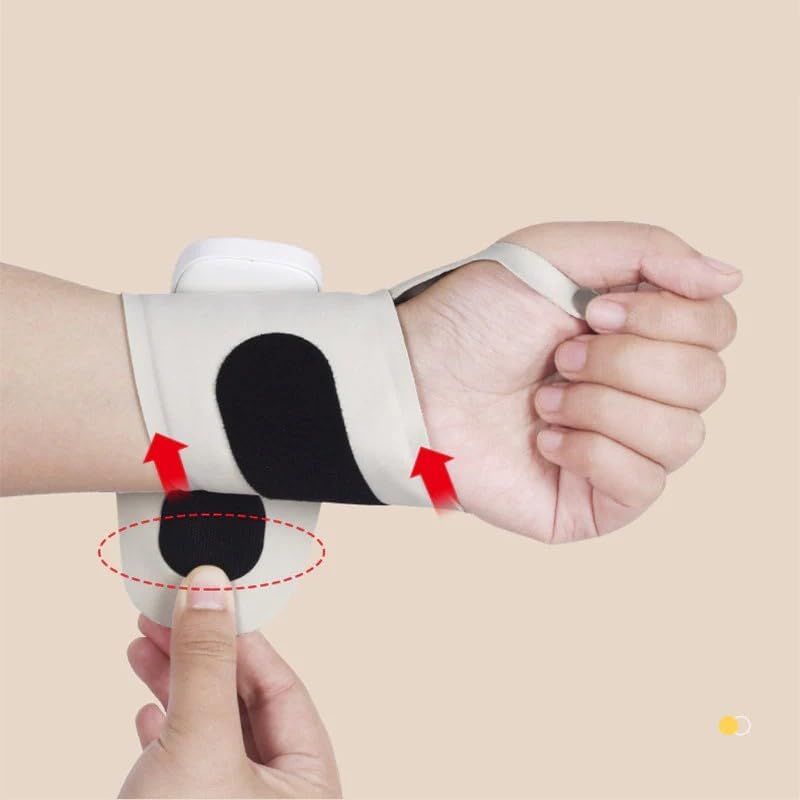 Rechargeable Adjustable Electric Wrist Massager, Ergonomic 360° Support Portable Cordless Hand Heating Pad with 8 Modes, 30 Intensity Levels for Hand Pain Relief, Magnetic Detachable Host (White)
