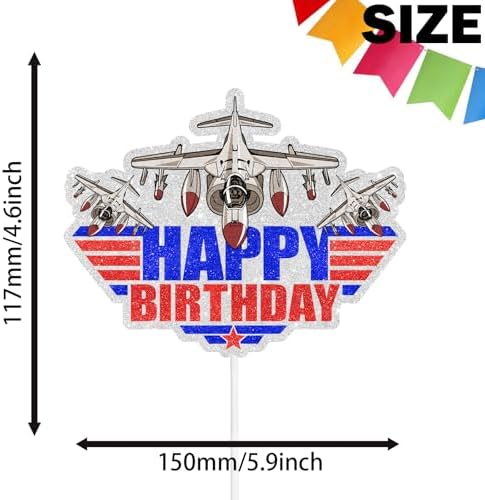 Jet Fighter Cake Topper,Happy Birthday to the pilot. Air Force Club Military Home Party Theme For Boys Man Birthday Decorations Supplies