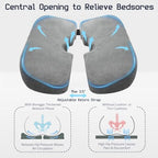 GAB Memory Foam Bed Sore Cushions for Butt, Adjustable Tailbone Pain Relief Cushion (16–20”) for Long Sitting & Sleeping, Donut Pillow for Tailbone, Designed for Bedbound Patient Care (Gray)