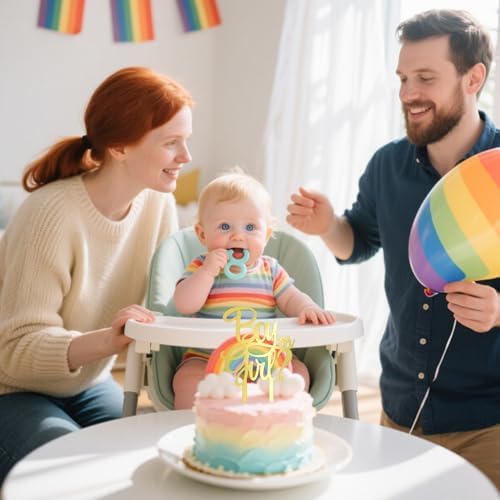 1 Pcs Gold Boy or Girl Cake Topper - Mirror Acrylic Gender Reveal Cake Decoration for Baby Shower & Birthday Party Decoration