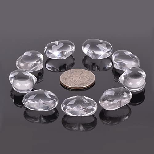 Natural Clear Quartz Gemstone Healing Crystal 1 inch Mini Puffy Heart Pocket Stone Iron Gift Box (Pack of 10)