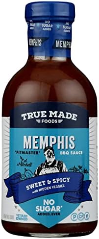 True Made Foods Memphis BBQ Sauce, No Sugar Added, 18 Ounces (Pack Of 6)