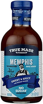 True Made Foods Memphis BBQ Sauce, No Sugar Added, 18 Ounces (Pack Of 6)