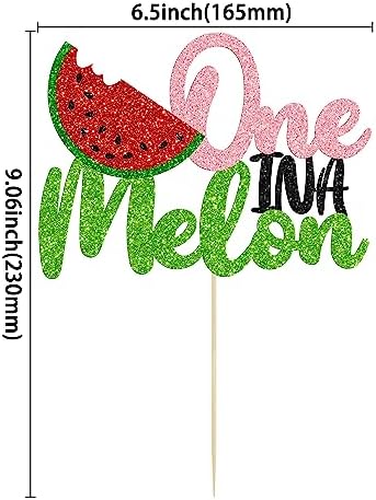 1 Pack Watermelon Cake Topper One in a Melon Cake Pick Watermelon First Birthday Baby Girl 1st Birthday Party Cupcake Decoration Supplies
