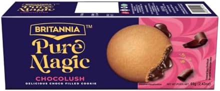 Britannia Pure Magic ChocoLush Biscuits | Pack- 69g(2.43 oz) | Crunchy Chocolate Cookies with Smooth Choco Filling | Perfect Snack for Kids & Adults