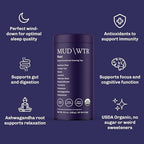 MUD\WTR Rest Evening Mushroom Blend Powder | 2,240mg Adaptogenic Mushroom Tea | Sleep Support, Wind Down & Relaxation Tea | USDA Organic & Vegan | Turkey Tail, Reishi, Ashwagandha | 30 Servings