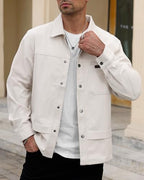 Mens Corduroy Button Jacket Casual Pocket Shirt (S-2XL)