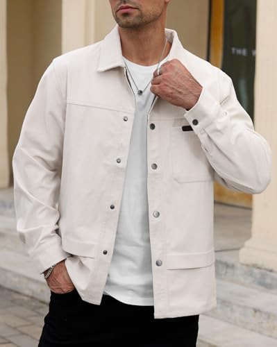 Mens Corduroy Button Jacket Casual Pocket Shirt (S-2XL)