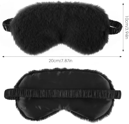 2 Pcs Plush Sleep Eye Mask Cute Soft Sleeping Blindfold Adjustable Furry Nap Eye Cover Night Comfortable Faux Fur Eyeshade for Plane Game Winter Men Women Gift(White, Black)