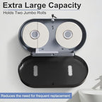 Twin Jumbo Roll Toilet Paper Dispenser, Commercial 9” Double Toilet Paper Holder Wall Mount, Industrial Tissue Dispenser with Key Lock, Tissue Holder with Dual Dispenser for Bathroom